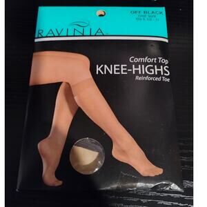 Ravinia Knee-High NEW Comfort Top Reinforced Toe Off Black Standard Size 8.5-11